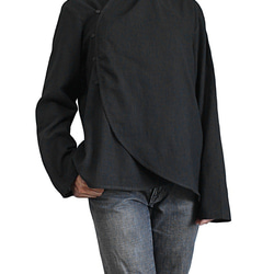 柔軟的棉質下線上衣黑色（BFS-100-01） 第4張的照片
