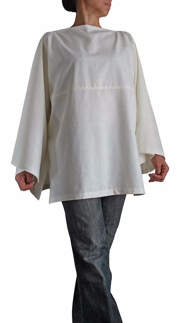 手織綿寬版套頭衫No.2 淡灰（B-497-03） 第3張的照片