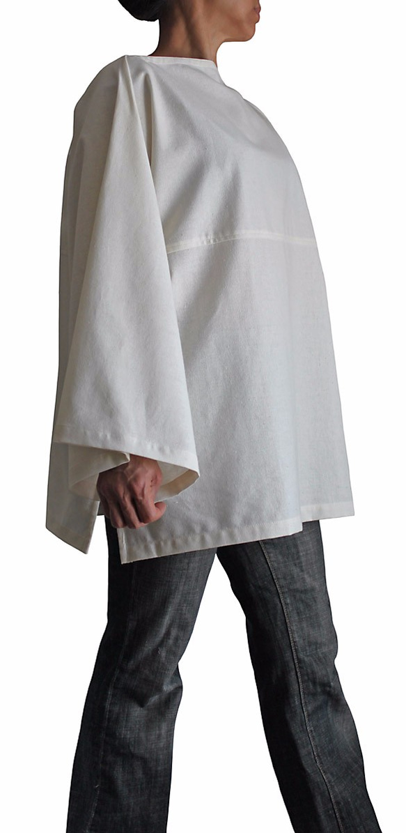 手織綿寬版套頭衫No.2 淡灰（B-497-03） 第4張的照片