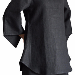 柔軟麻優雅設計襯衫黑色 (BNN-075-01) 第3張的照片