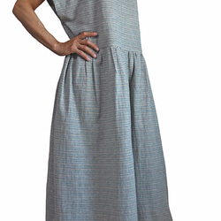 棉質造型領口洋裝 藍色系（DRL-004-01） 第3張的照片