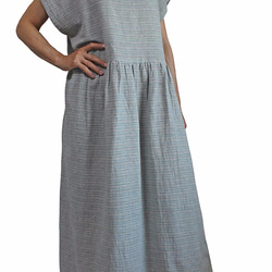 棉質造型領口洋裝 藍色系（DRL-004-01） 第4張的照片
