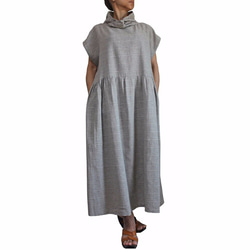 沒有絲毫猶豫棉領設計連衣裙灰色（DRL-004-02） 第1張的照片