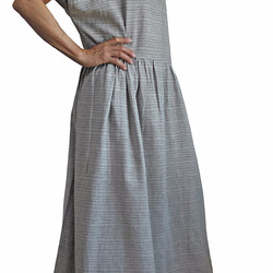 沒有絲毫猶豫棉領設計連衣裙灰色（DRL-004-02） 第3張的照片