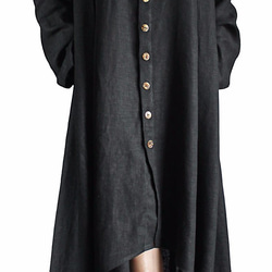 柔らかヘンプのロングドレスコート 黒（JNN-067-01） 2枚目の画像