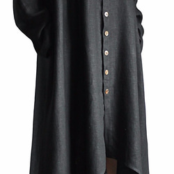 柔らかヘンプのロングドレスコート 黒（JNN-067-01） 3枚目の画像
