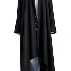 柔らかヘンプのロングドレスコート 黒（JNN-067-01） 4枚目の画像