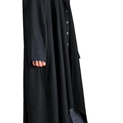 柔らかヘンプのロングドレスコート 黒（JNN-067-01） 5枚目の画像