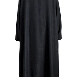 柔らかヘンプのロングドレスコート 黒（JNN-067-01） 6枚目の画像