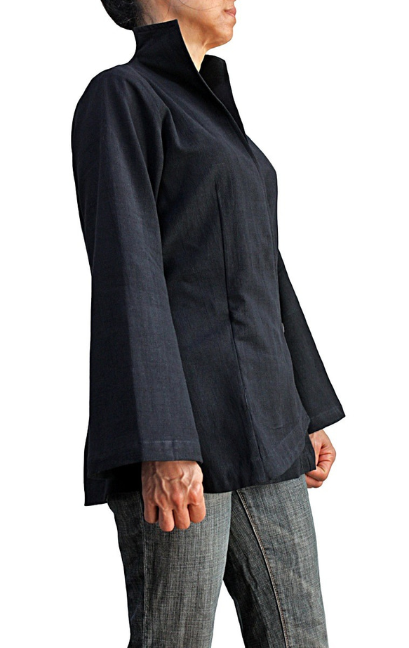 Jomton 手工編織棉質東方緩存女襯衫黑色 (BNN-084-01) 第4張的照片