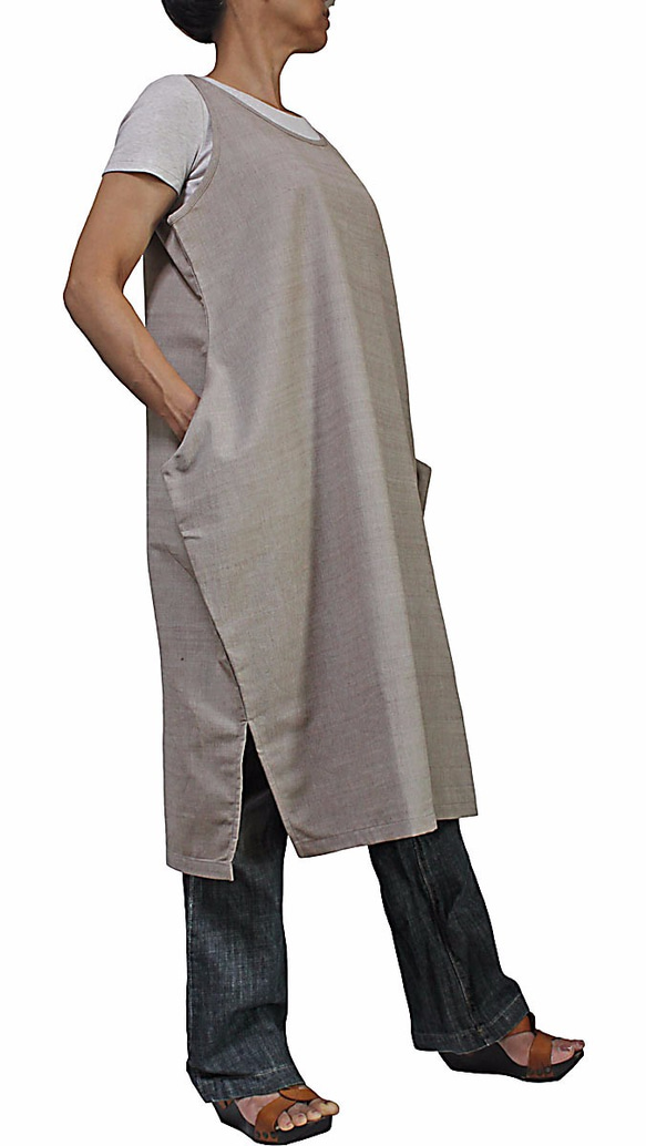 手織棉無袖上衣 自然裸色（BFS-141-02） 第4張的照片