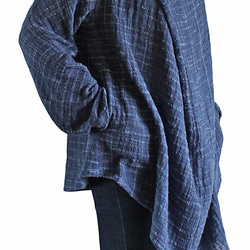 ターポン手織綿のデザインチュニック 紺（BFS-097-04） 4枚目の画像