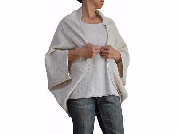 ざっくりジョムトン手織り綿シンプルポンチョ風マント（JFS-001）