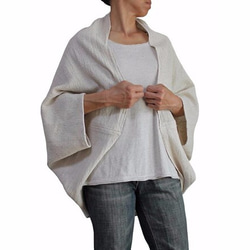 ざっくりジョムトン手織り綿シンプルポンチョ風マント（JFS-001） 1枚目の画像