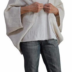 ざっくりジョムトン手織り綿シンプルポンチョ風マント（JFS-001） 2枚目の画像