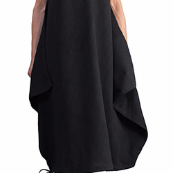 ジョムトン手織綿ノースリーブボトルネックドレス 黒（DNN-035-01） 2枚目の画像