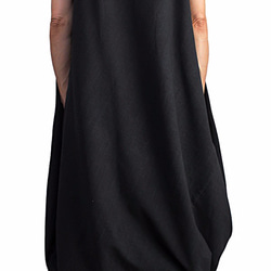 ジョムトン手織綿ノースリーブボトルネックドレス 黒（DNN-035-01） 4枚目の画像