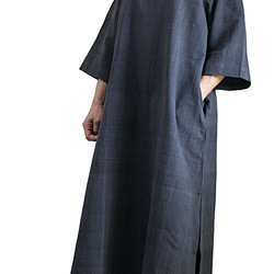 手織棉的簡約長洋裝（DFS-037） 第5張的照片