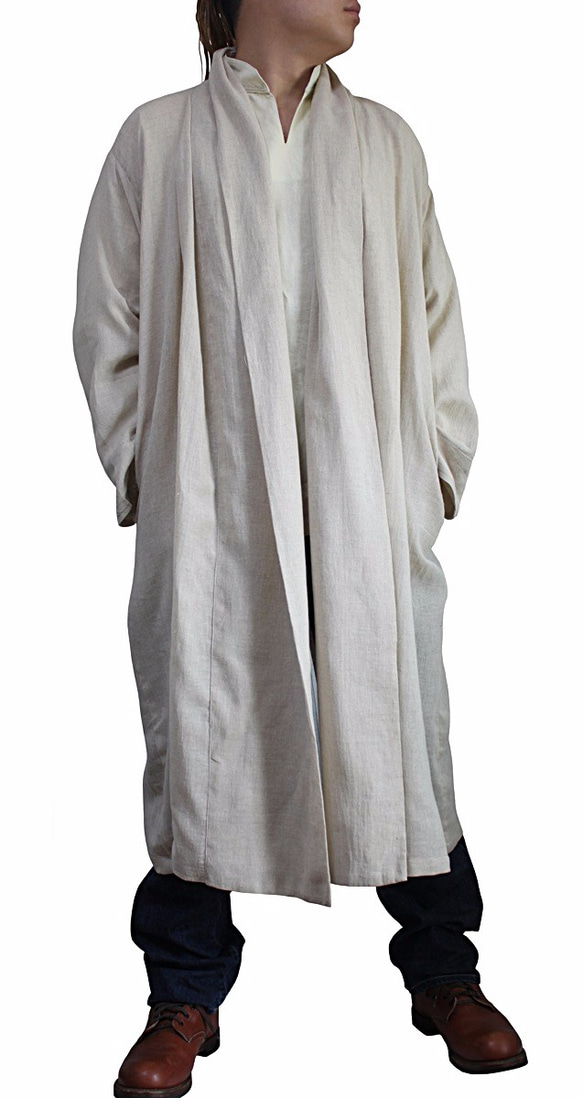 亞麻棉布的盛夏大衣 自然色（JFS-143-02） 第5張的照片