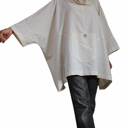 手織棉の高領斗篷套頭衫 淡灰（BFS-122-02） 第4張的照片