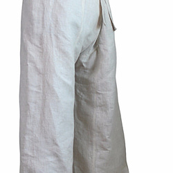 麻布100% 寬版長褲 自然色（PRL-008-02） 第5張的照片