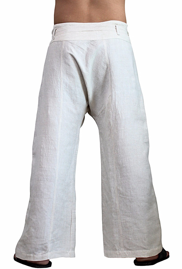 麻布100% 寬版長褲 自然色（PRL-008-02） 第7張的照片