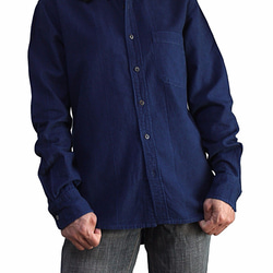 Natural Indigo Dye Oxford Button Down Shirt (BFS-158-03) 第4張的照片