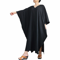 Soft Hemp Simple Caftan Dress (DNN-087-01) 第1張的照片