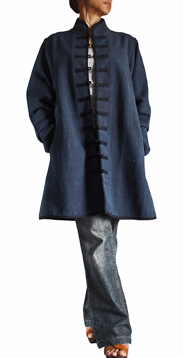 ChomThong HandWovenCotton Chinese Collar Jacket (JFS-119-03) 第2張的照片