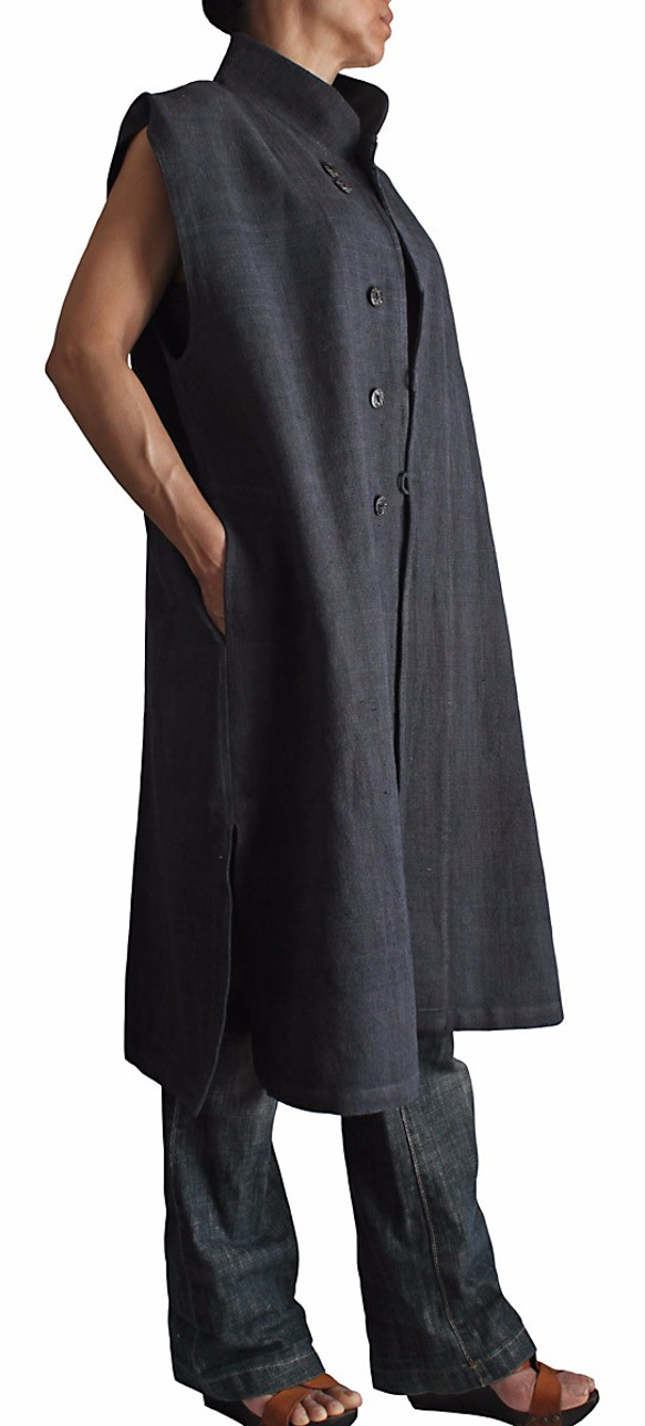 ChomThong HandWovenCotton Sleeveless Coat (JFS-117-01) 第4張的照片