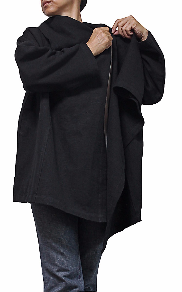 ジョムトン手織綿マント風デザインジャケット Lサイズ（J-029）