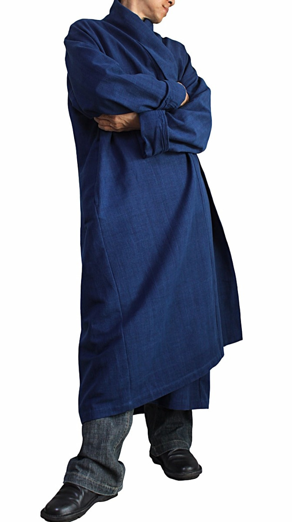 Jomton 手工編織棉質長袍外套靛藍 (J-054-03) 第3張的照片