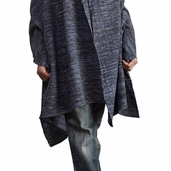 ざっくり手織り綿のショール 紺ミックス（TX-086-03） 2枚目の画像