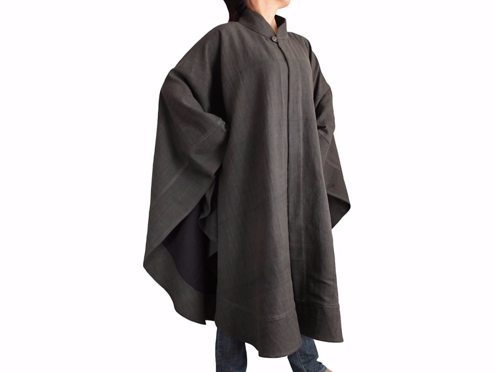 ジョムトン手織り綿チャイナケープ風マントコート（JFS-047）