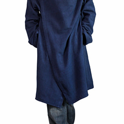 ジョムトン手織り綿コサックコート インディゴ紺 （JFS-145-03） 2枚目の画像