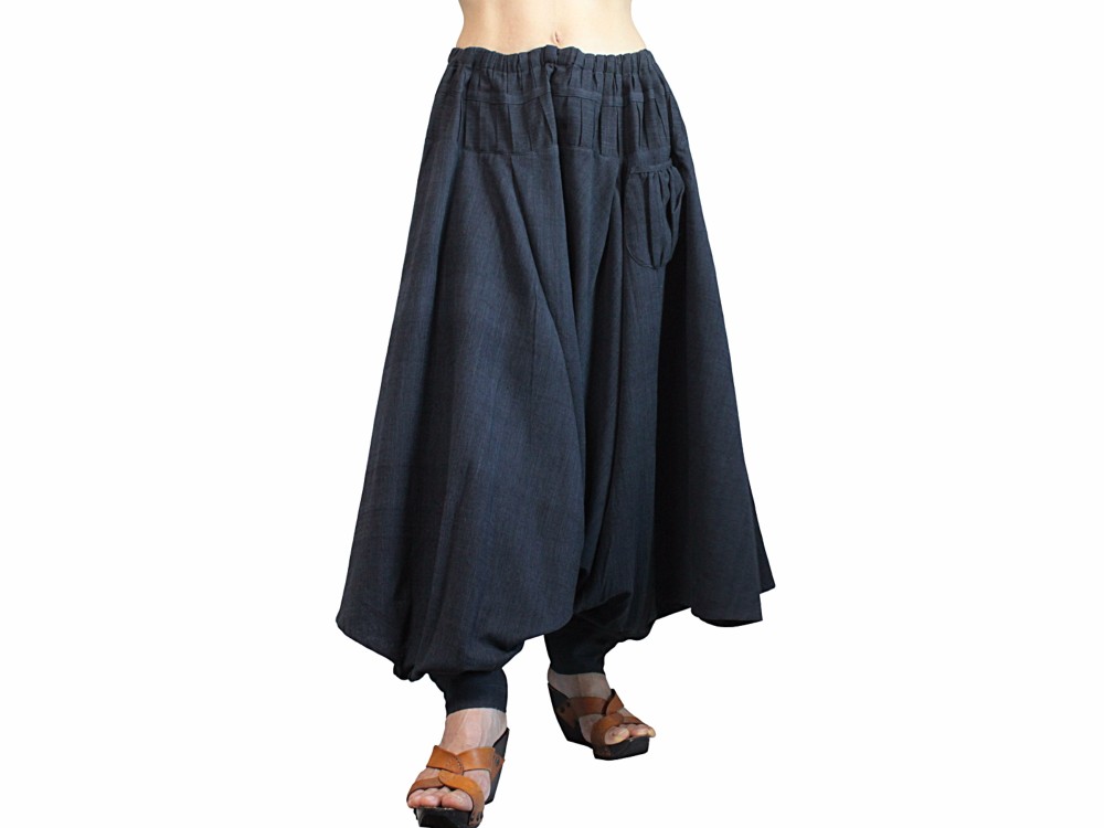 ジョムトン手織綿の埴輪型パンツ 墨黒（PFS-054-01）