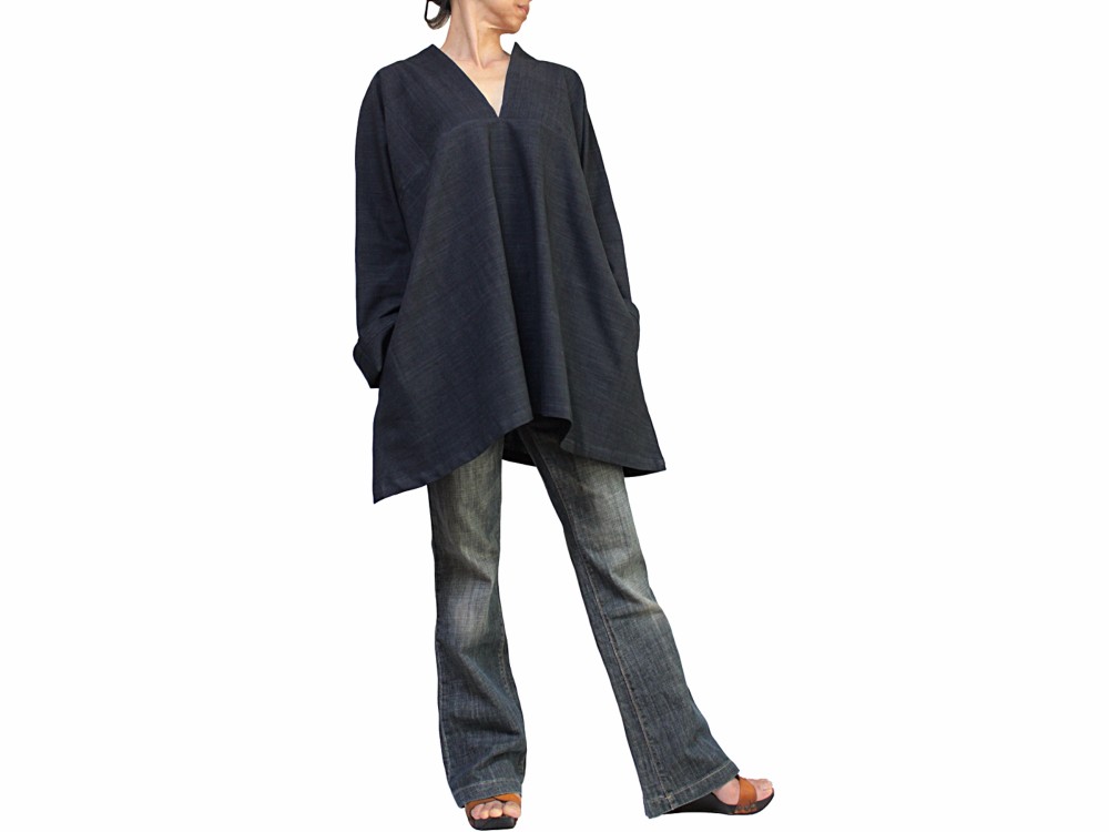 ジョムトン手織綿のシンプルVチュニック（BFS-160）