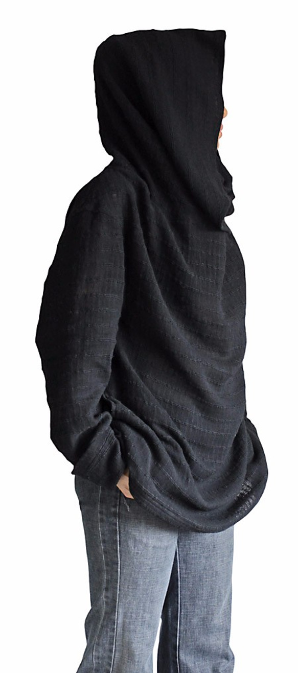 ターポン手織り綿のロングタートル 黒 （BFS-070-01L） 4枚目の画像