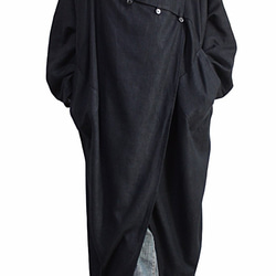 柔らかヘンプのエレガントロングドレスコート 黒 （JNN-089-01） 3枚目の画像