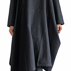 ジョムトン手織綿シンプルチュニックドレス  黒（DNN-059-01） 2枚目の画像