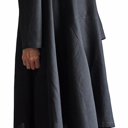 ジョムトン手織綿シンプルチュニックドレス  黒（DNN-059-01） 4枚目の画像