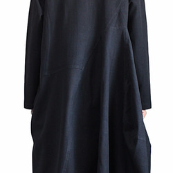 ジョムトン手織綿シンプルチュニックドレス  黒（DNN-059-01） 5枚目の画像