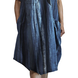 天然靛藍染色高領連身裙 (DRL-005) 第6張的照片