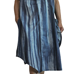 天然靛藍染色高領連身裙 (DRL-005) 第7張的照片