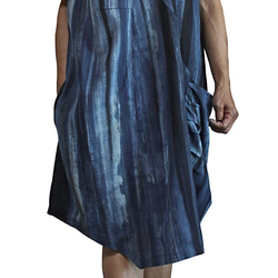 天然靛藍染色高領連身裙 (DRL-005) 第9張的照片