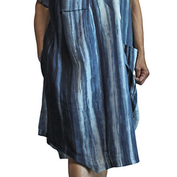 天然靛藍染色高領連身裙 (DRL-005) 第10張的照片