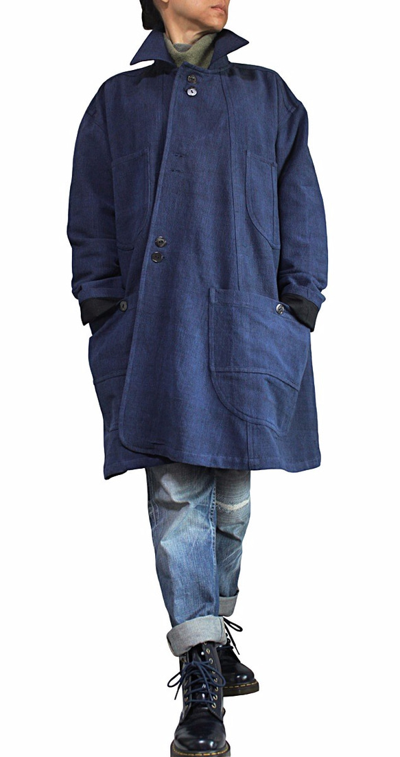 ジョムトン手織り綿ビッグポケットゆったりコート （JFS-147-03） 3枚目の画像