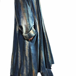 天然インディゴ染め竹糸織りローブコート（JFS-149-03L） 2枚目の画像