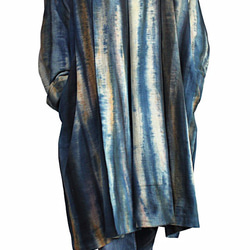 天然インディゴ染め竹糸織りローブコート（JFS-149-03L） 5枚目の画像