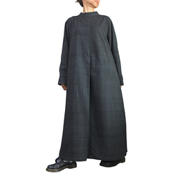 ジョムトン手織り綿ゆったりハイネックドレス 墨黒（DFS-059-01） 1枚目の画像